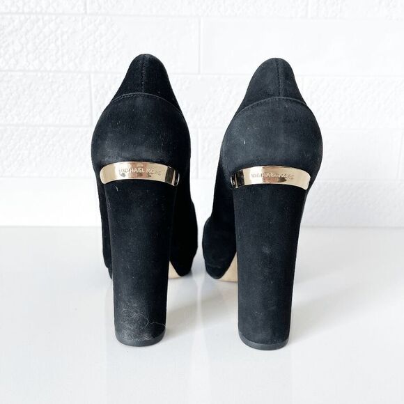 Michael Kors Womens Haven Suede Chunky Platform Heels Black 9M - Picture 3 of 9